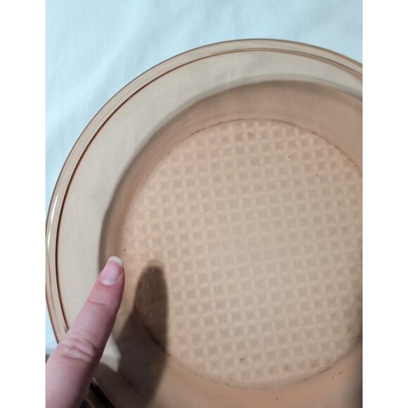 Corning Vision Ware Amber Glass Skillets Waffle Bottom Fry Pans 10 in 7 in retro - Picture 8 of 15